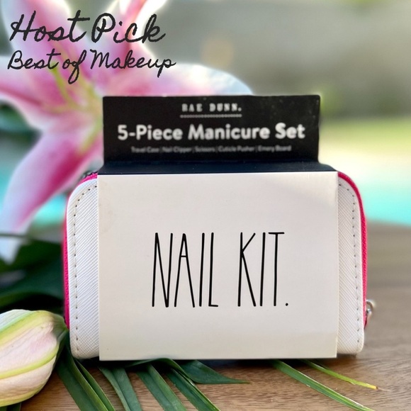 Rae Dunn NEW Manicure Set 5 Piece NAIL KIT White Pink Black - Picture 1 of 11